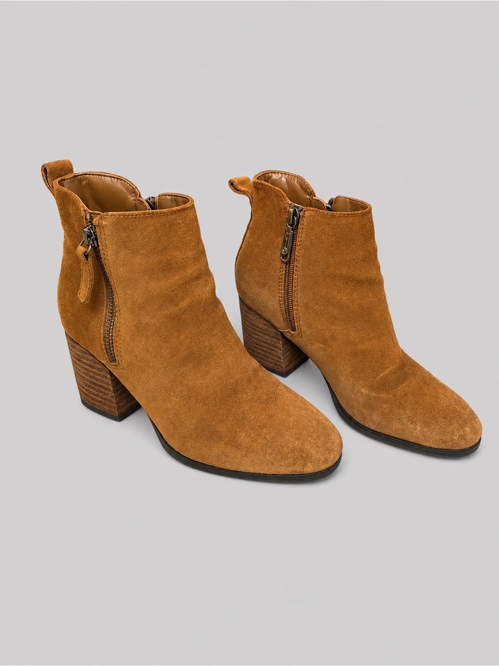 Blondo Suede Ankle Booties in Cognac Brown